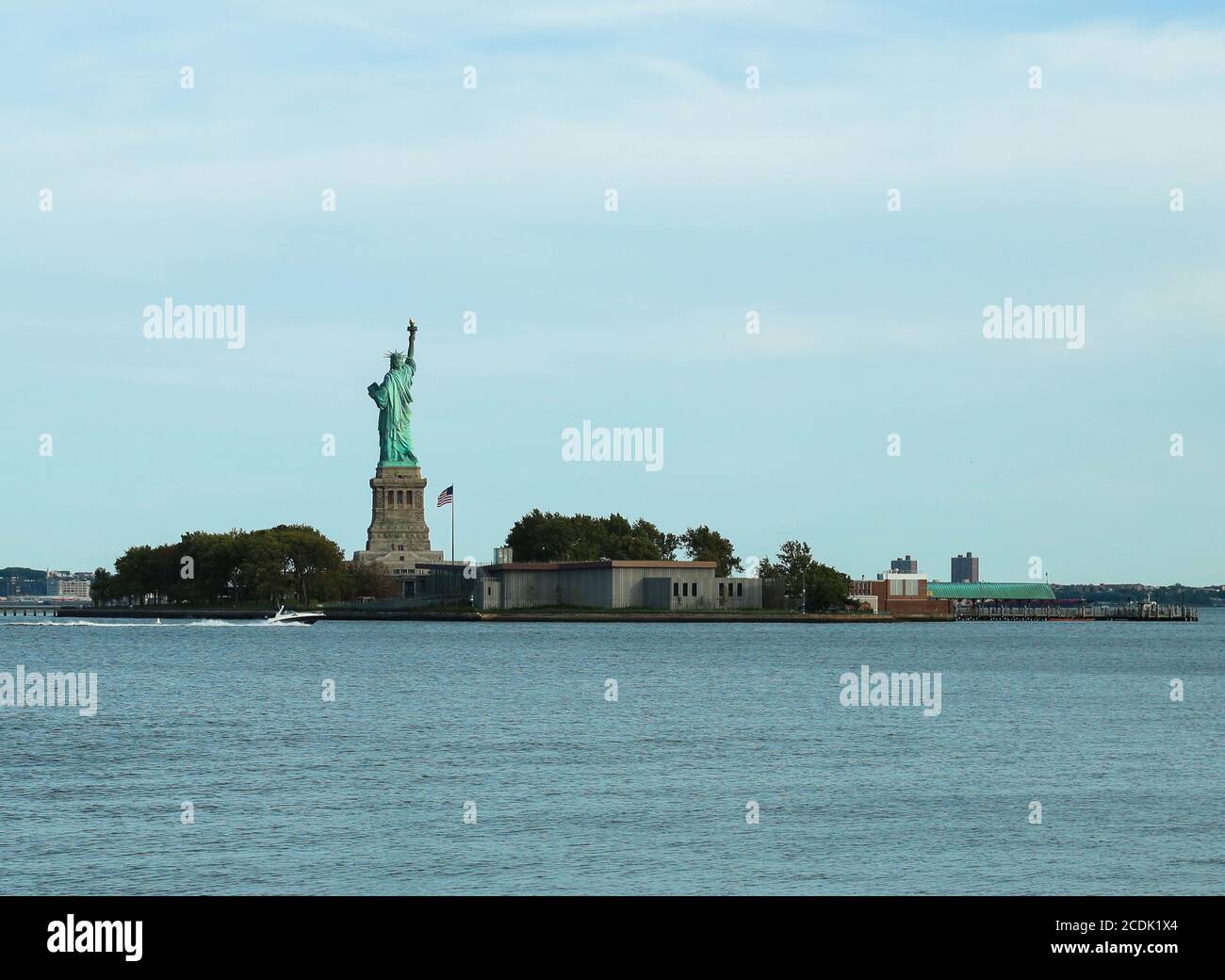 Statue of liberty as seen from New Jerseys, liberty state park Stock Photo