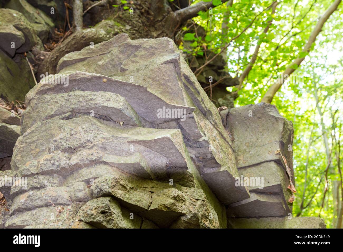 Basalt formation at Badacsony, Hungary Stock Photo