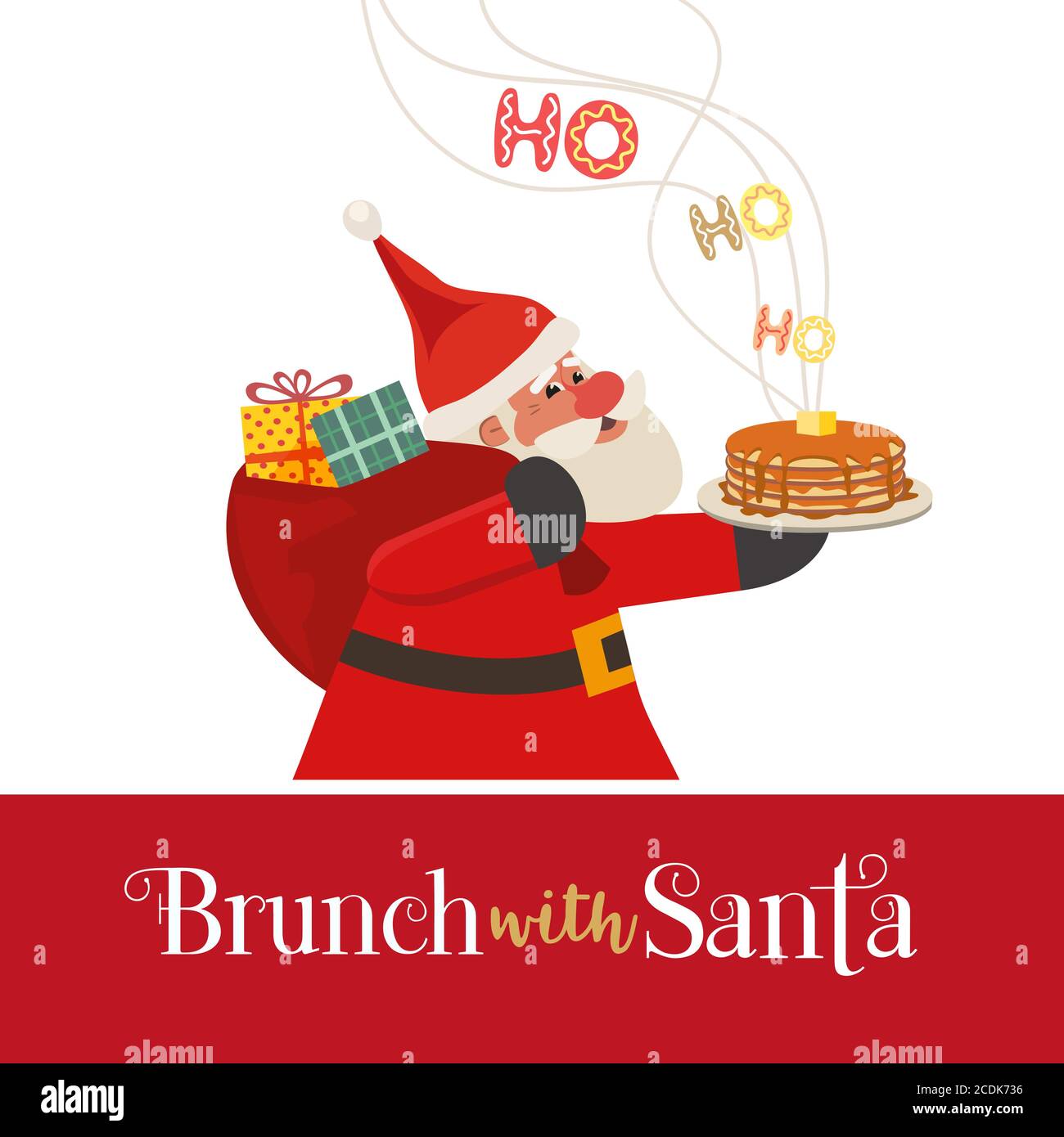 Brunch with Santa Fancy Holiday vector flat icon Stock Vector