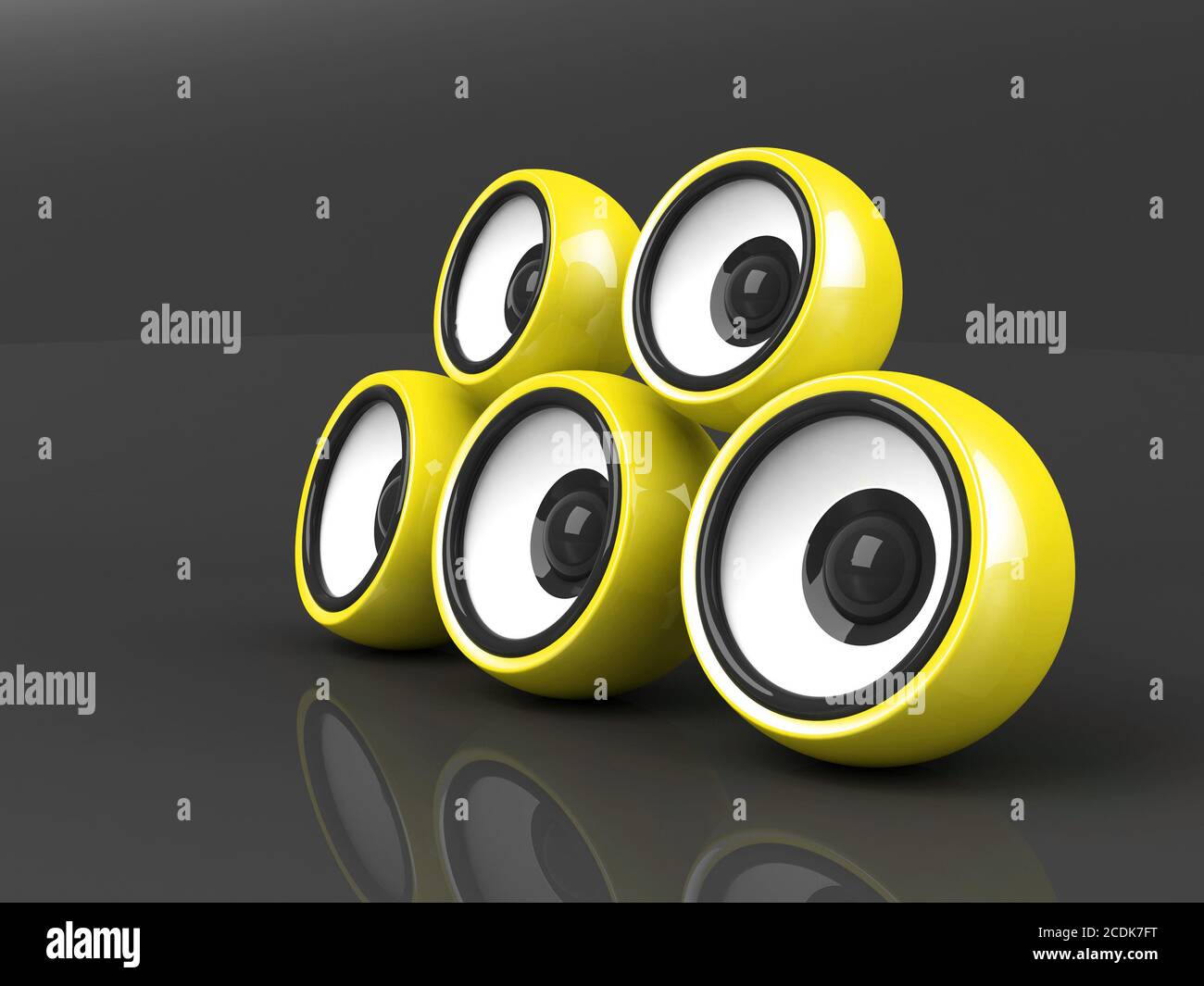 yellow audio system over grey background Stock Photo Alamy
