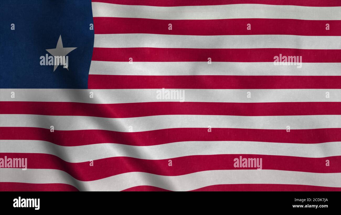 The national flag of Liberia is flying in the wind. 3d rendering Stock ...