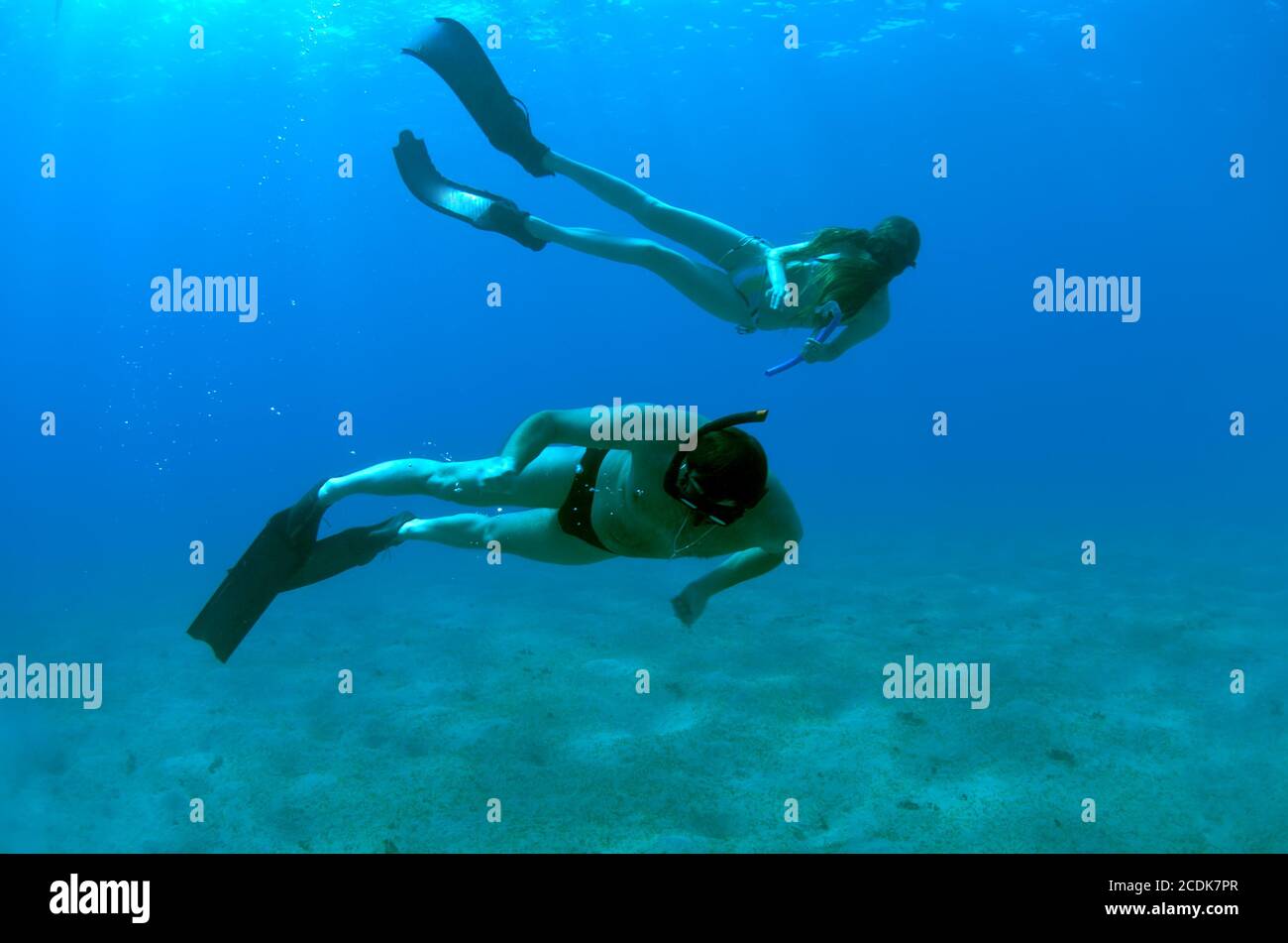 Man and girl  snorkeling Stock Photo