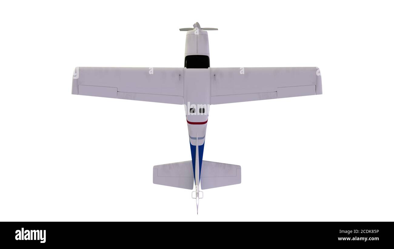 Old propeller plane flight on white background. Top view. 3d rendering Stock Photo Alamy