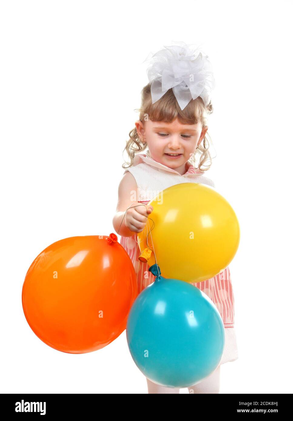 Happy Little Girl With Balloons Stock Photo
