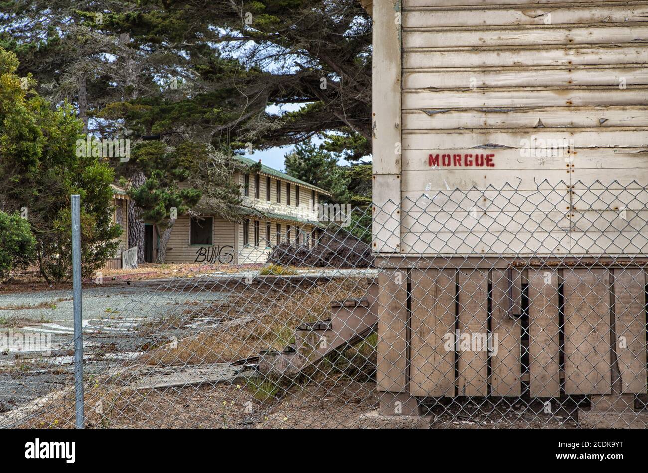 Abandoned Morgue Building at  Fort Ord Army Post Stock Photo