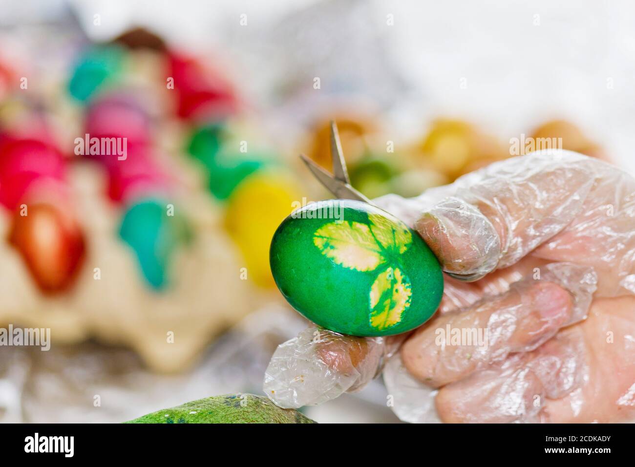 Easter eggs in various colors Stock Photo