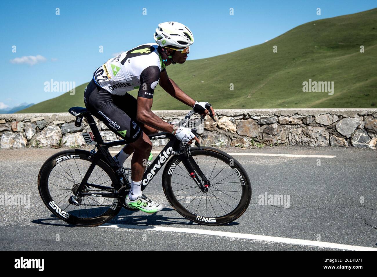 2016 Tour De France Stage 8. Pau to Bagnères-de-Luchon. Natnael Berhane. Stock Photo