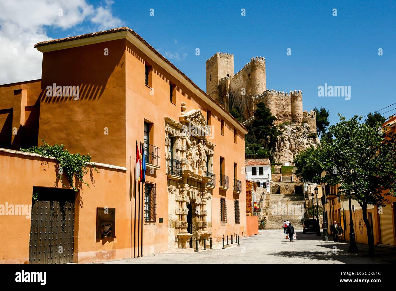 Landscape with view of the Castle of Almansa. Albacete city, Castilla La Mancha, Spain. Stock Photo