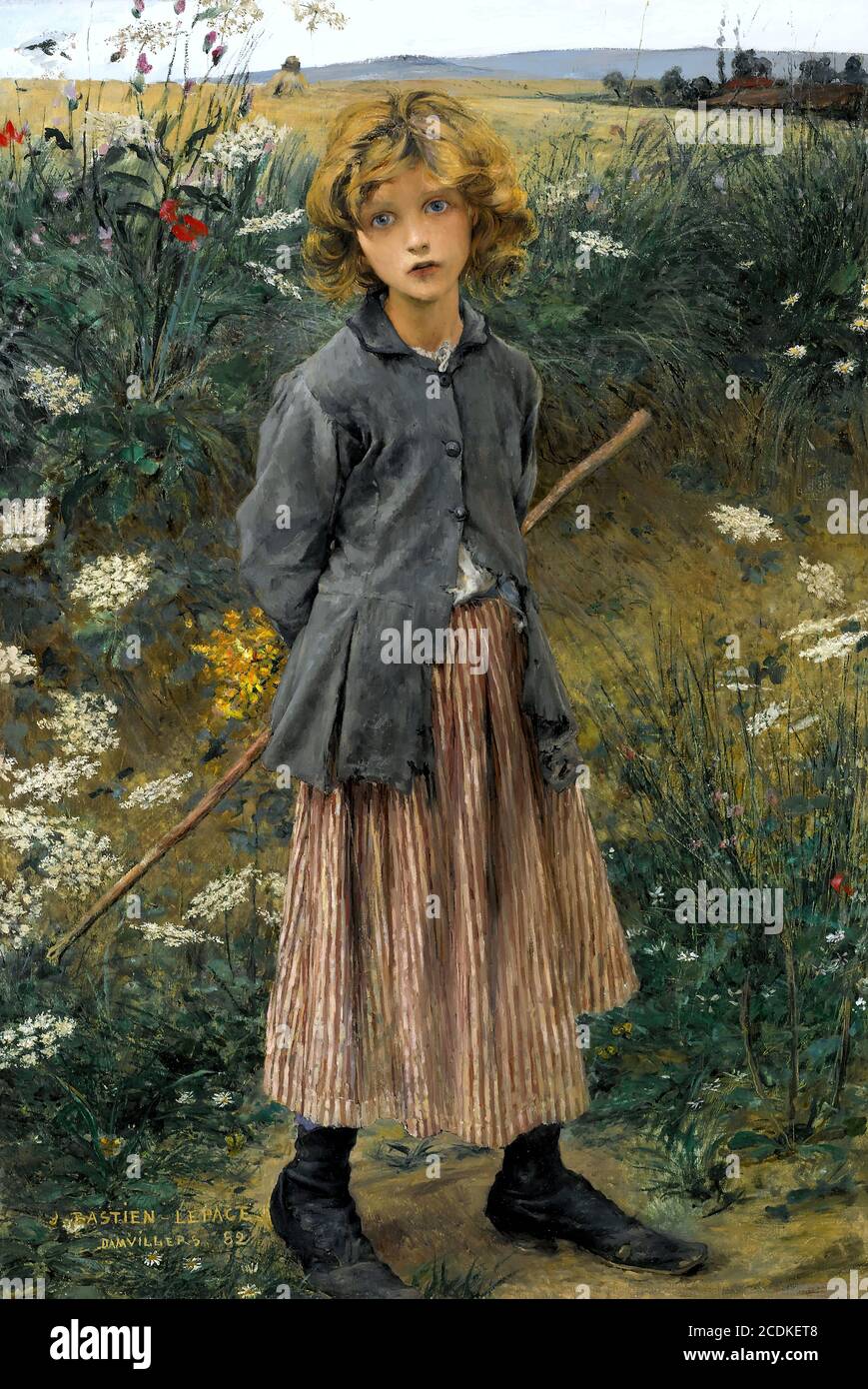 Bastien-Lepage Jules - Roadside Flowers (the Little Shepherdess) - French School - 19th and Early 20th Century Stock Photo