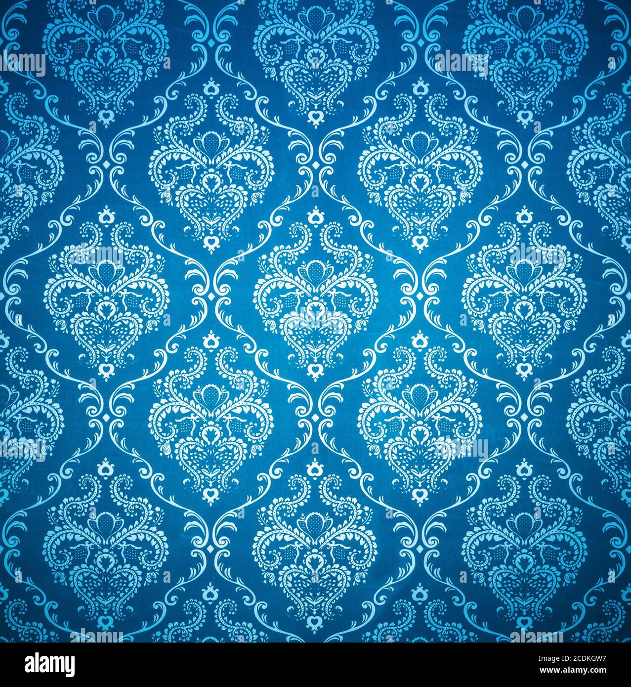 seamless damask blue wallpaper Stock Photo