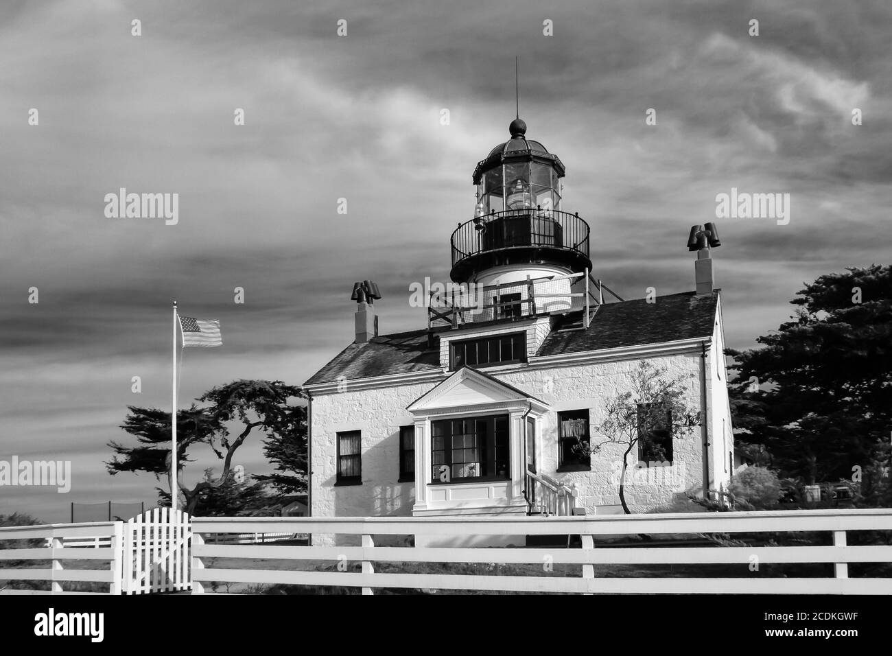 Point Pinos Lighthouse of Monterey Bay Stock Photo