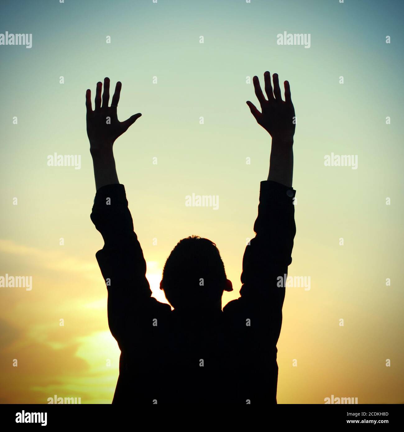 Silhouette man praying hi-res stock photography and images - Alamy