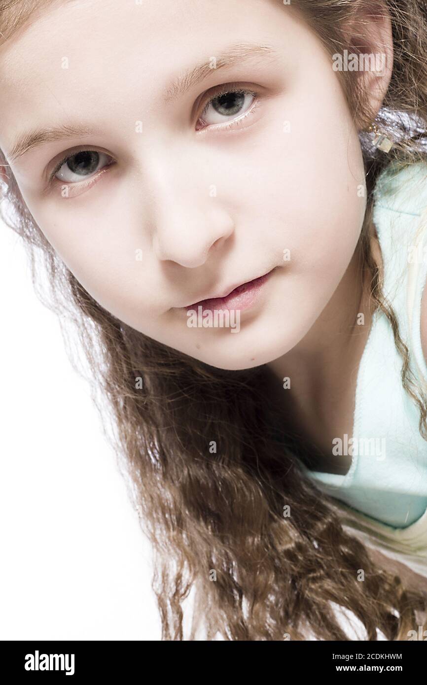 Young girl concentrated Stock Photo