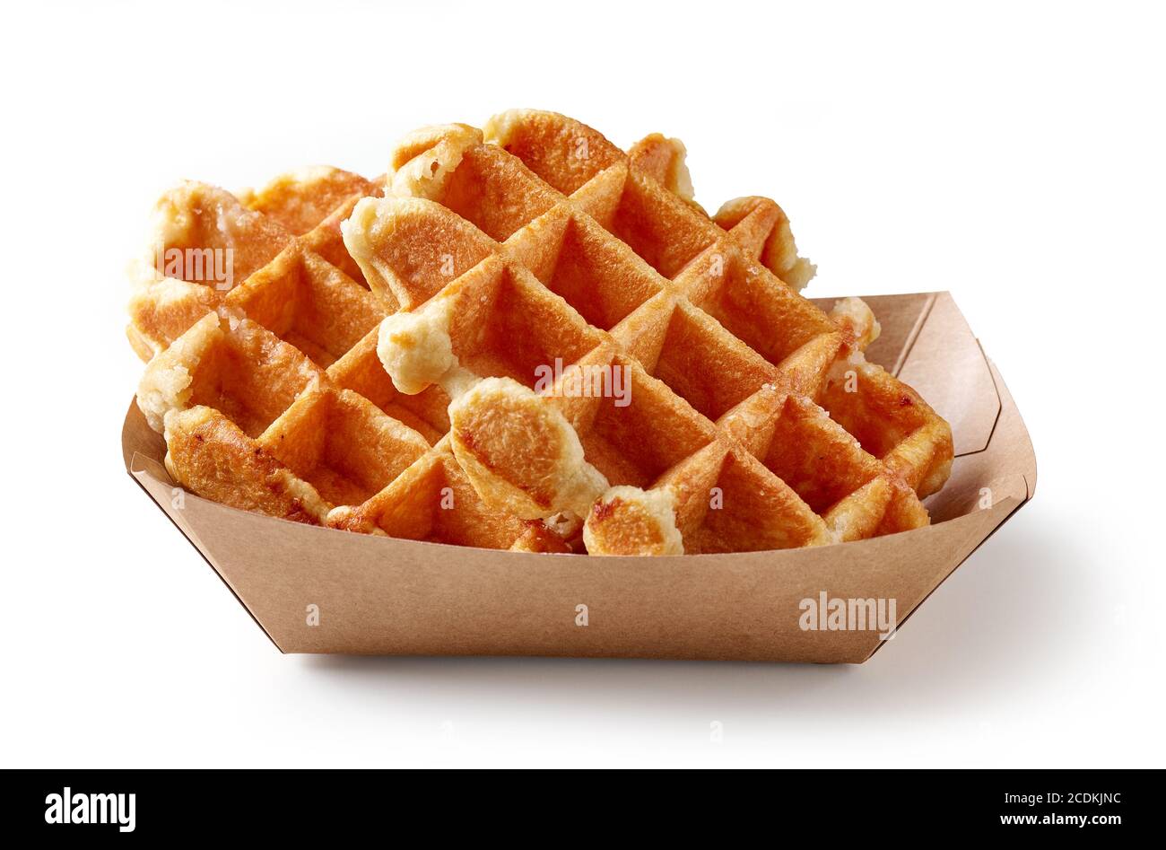 belgian waffles in paper take away box isolated on white background Stock Photo Alamy