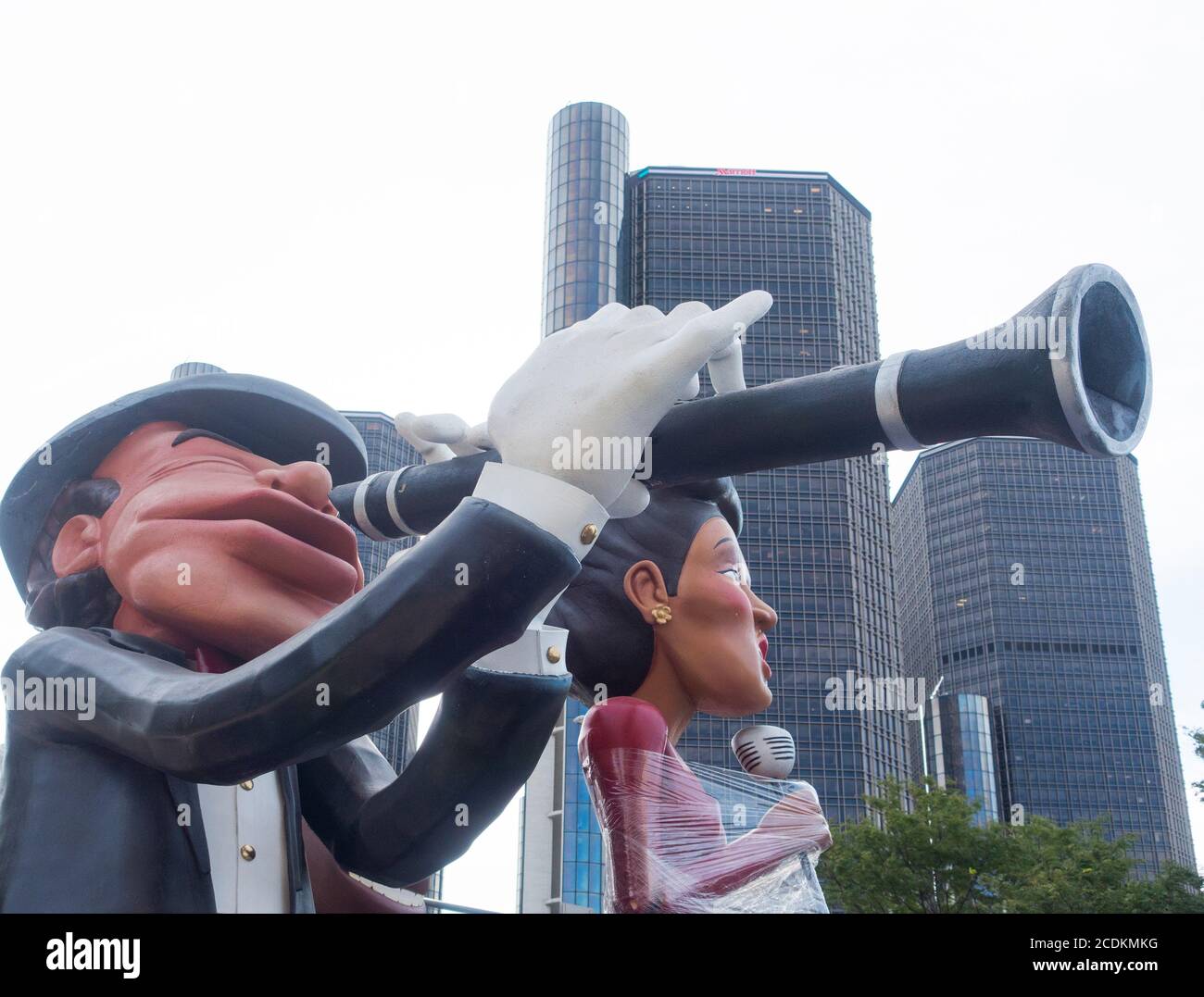 Jazz festival float before parade in Detroit Michigan Stock Photo