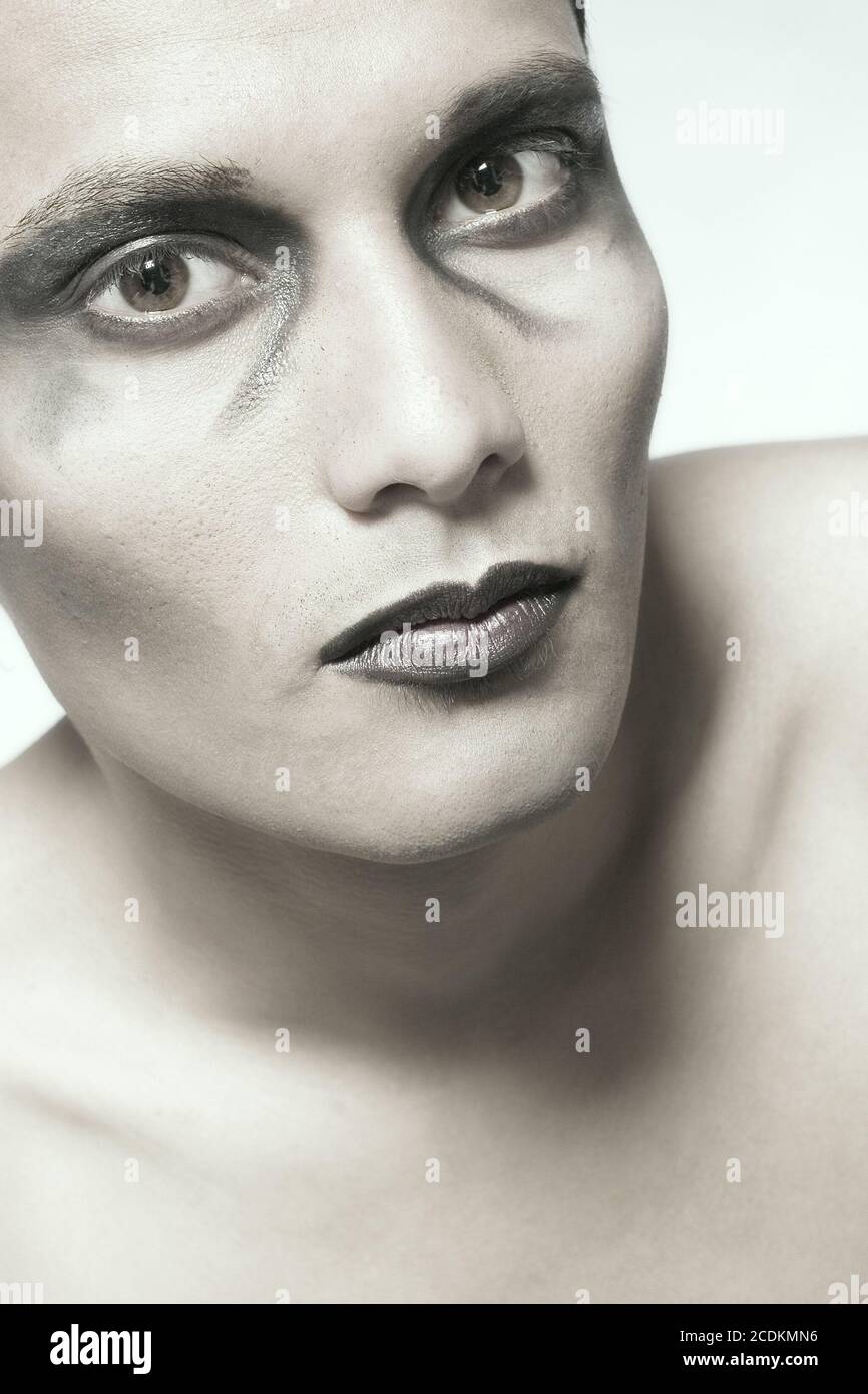Indonesian young man with make-up Stock Photo