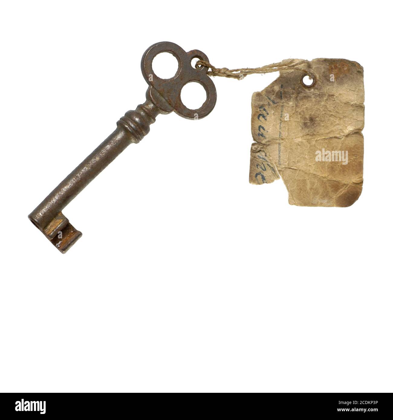 Antique Key with Label Stock Photo