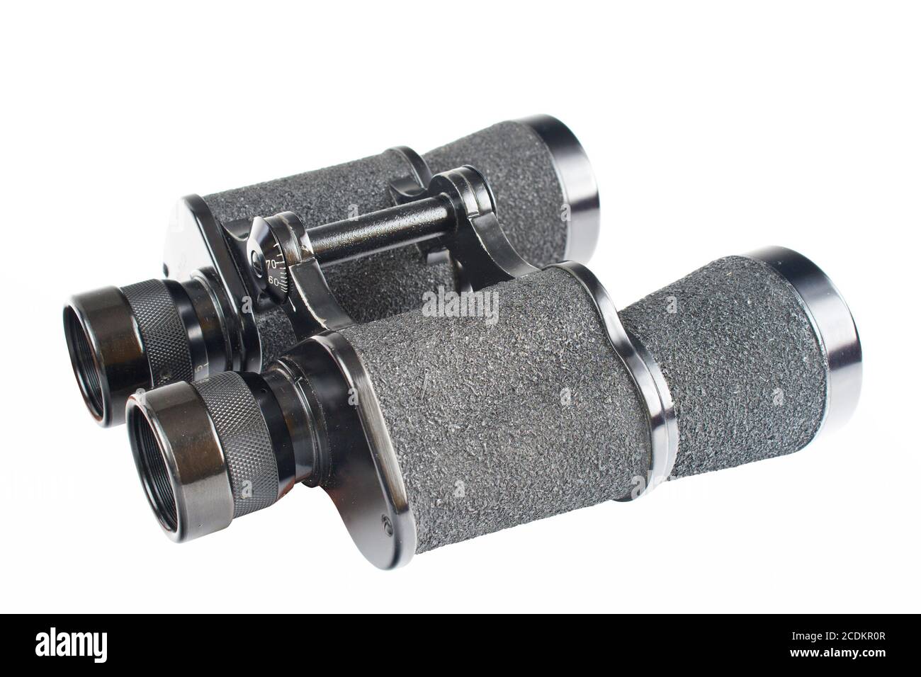 Black binoculars isolated on white background Stock Photo