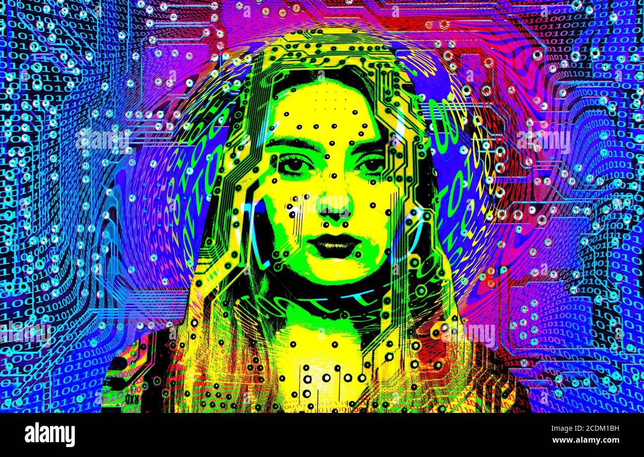 Artificial intelligence, conceptual composite image. Stock Photo