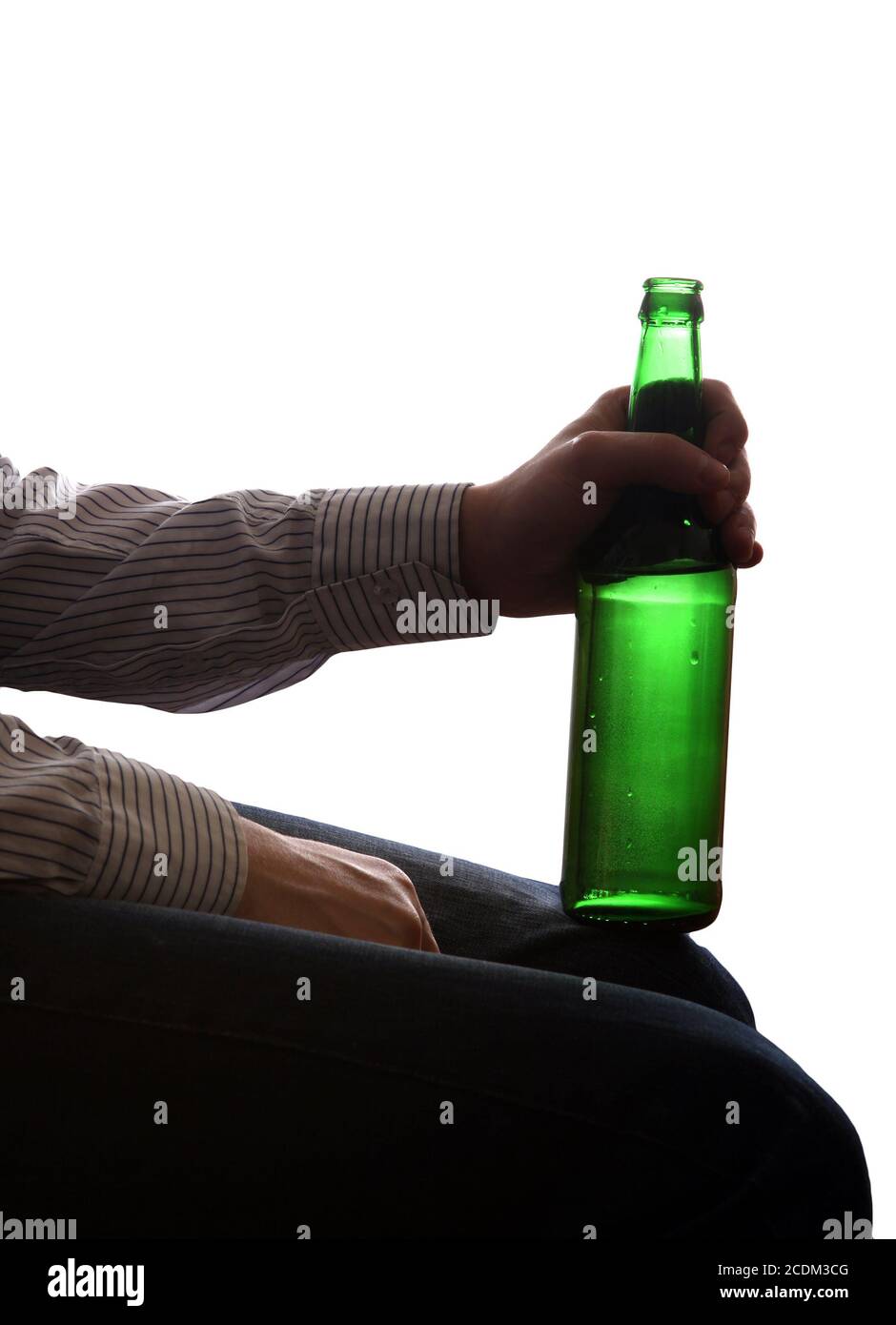 Person holding Beer Bottle Stock Photo