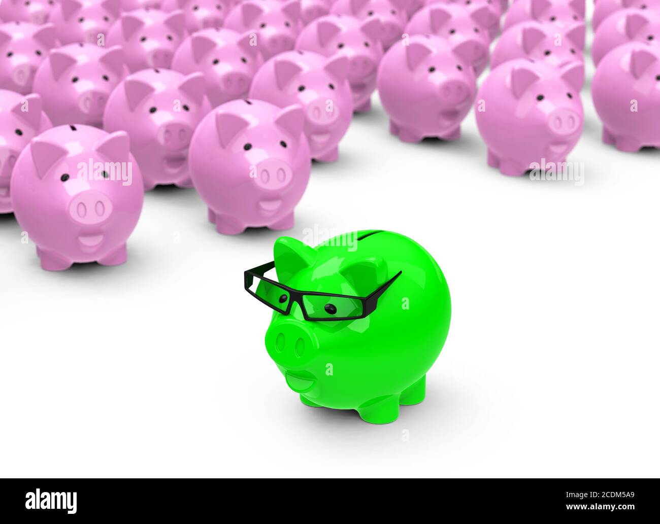 the green piggy bank Stock Photo