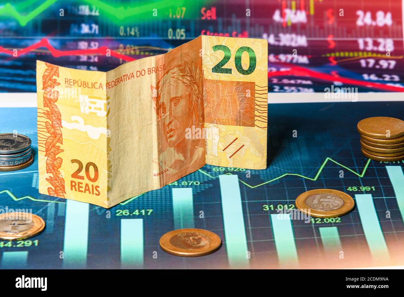 brazilian money currency symbol brazilian economy Stock Photo