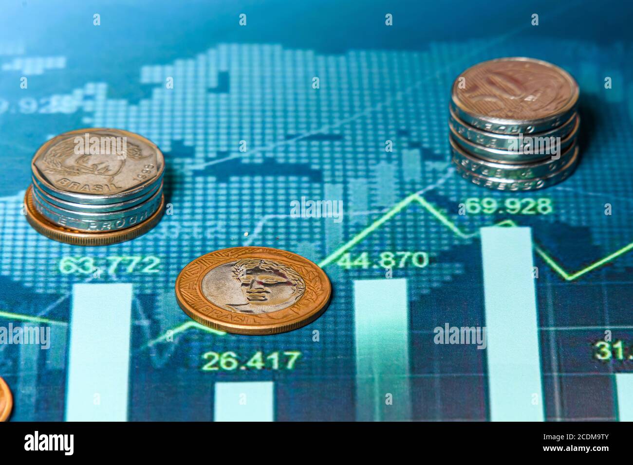 brazilian money currency symbol brazilian economy Stock Photo