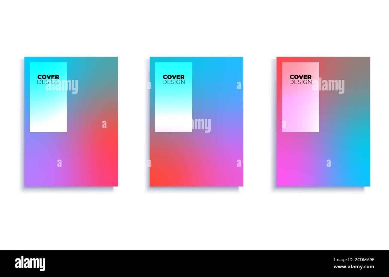 Set of covers design templates with vibrant gradient background. Trendy modern design. Applicable for placards, banners, flyers, presentations, covers Stock Vector