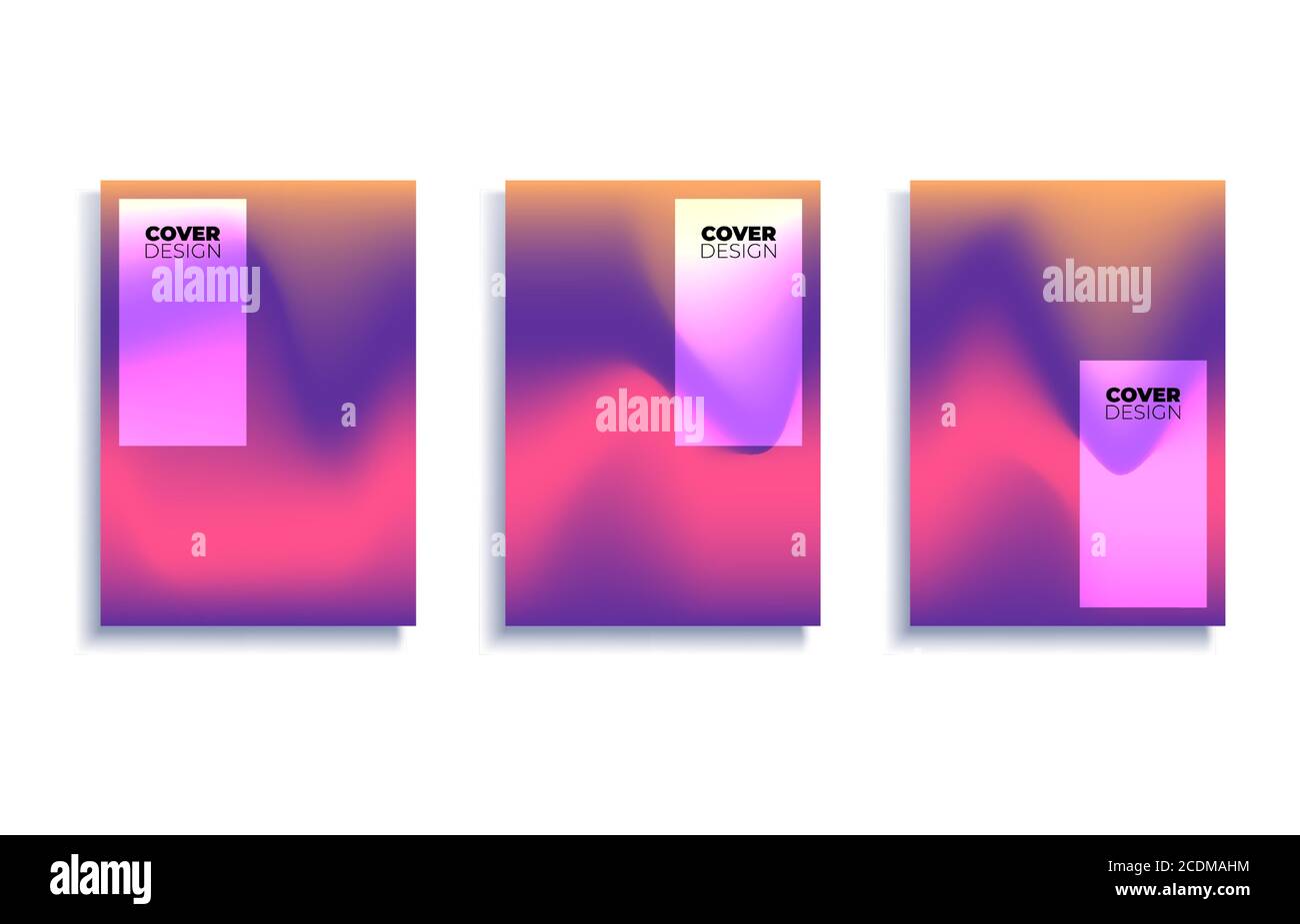 Set of covers design templates with vibrant gradient background. Trendy modern design. Applicable for placards, banners, flyers, presentations, covers Stock Vector