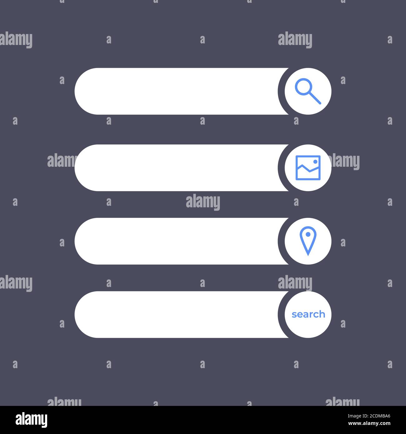 Set of search bars, flat web design elements . Search bar isolated on ...