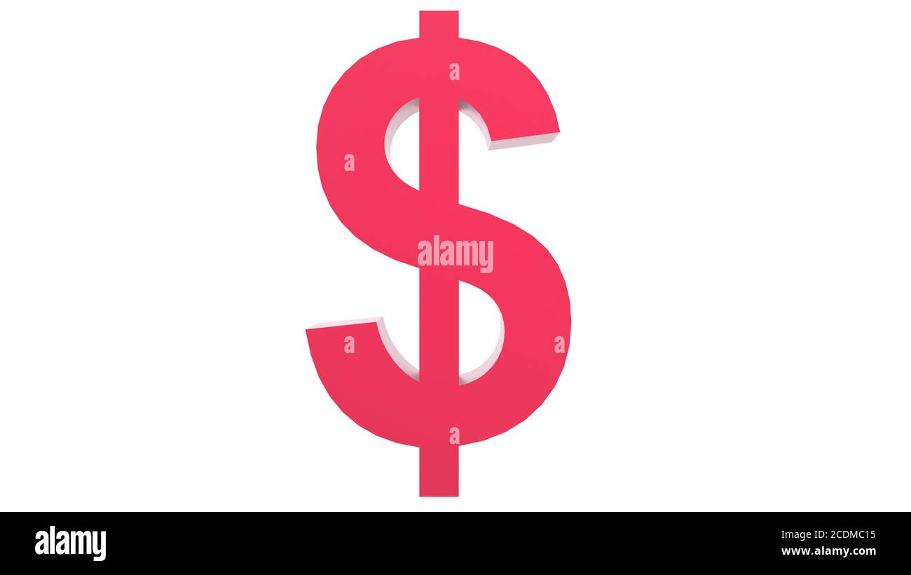 Red dollar gold sign icon Isolated with white background. 3d render ...