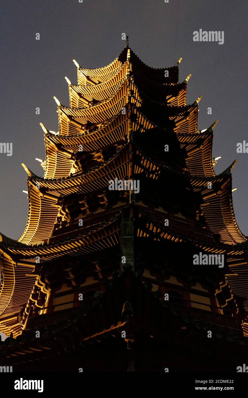 Pan Gate Scenic Area, Ruigang Pagoda, night scene, Nantangzhuangcun, Suzhou, Jiangsu Sheng, China Stock Photo