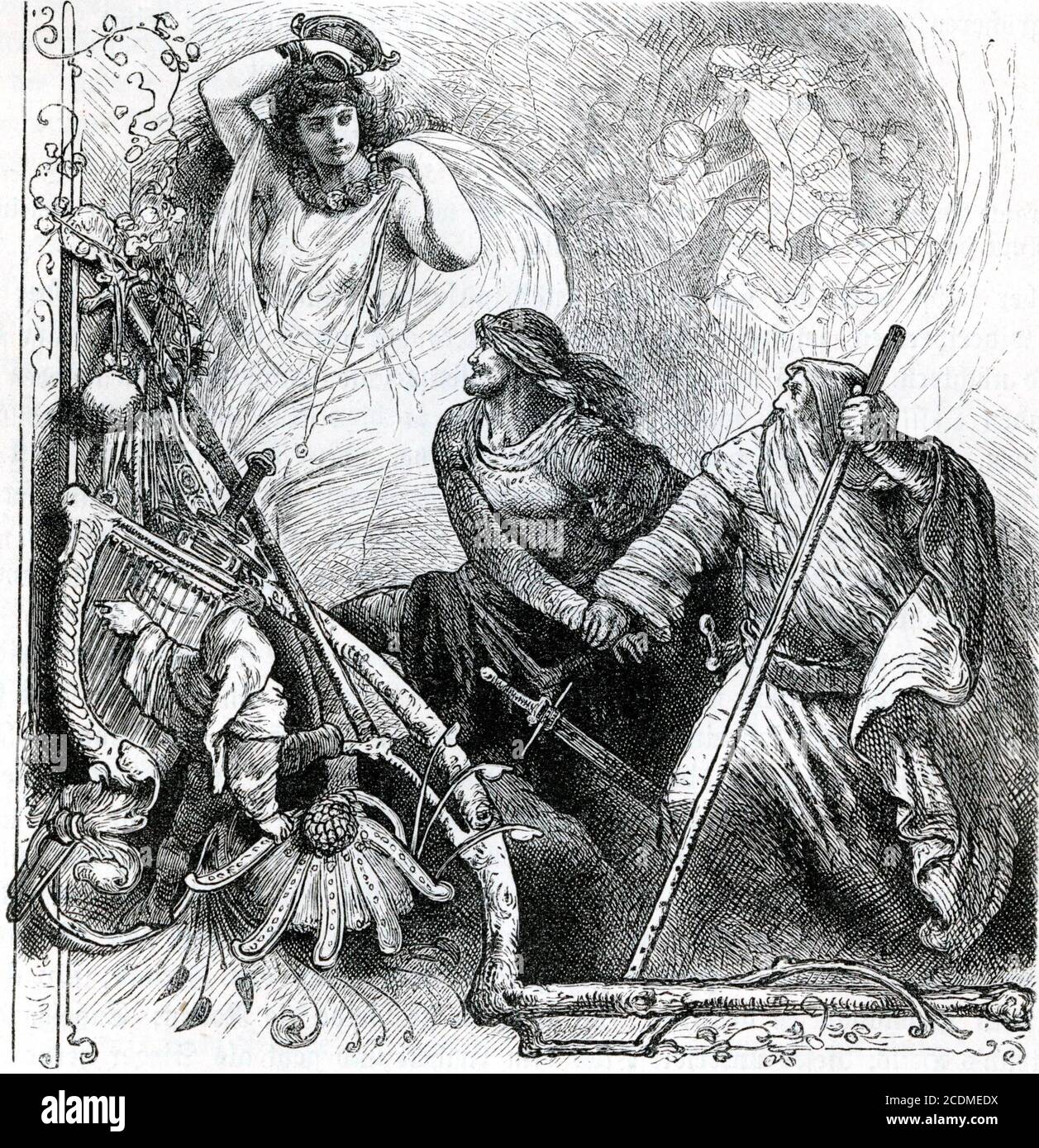Tannhaeuser with Mrs. Venus, historical illustration from Otto von