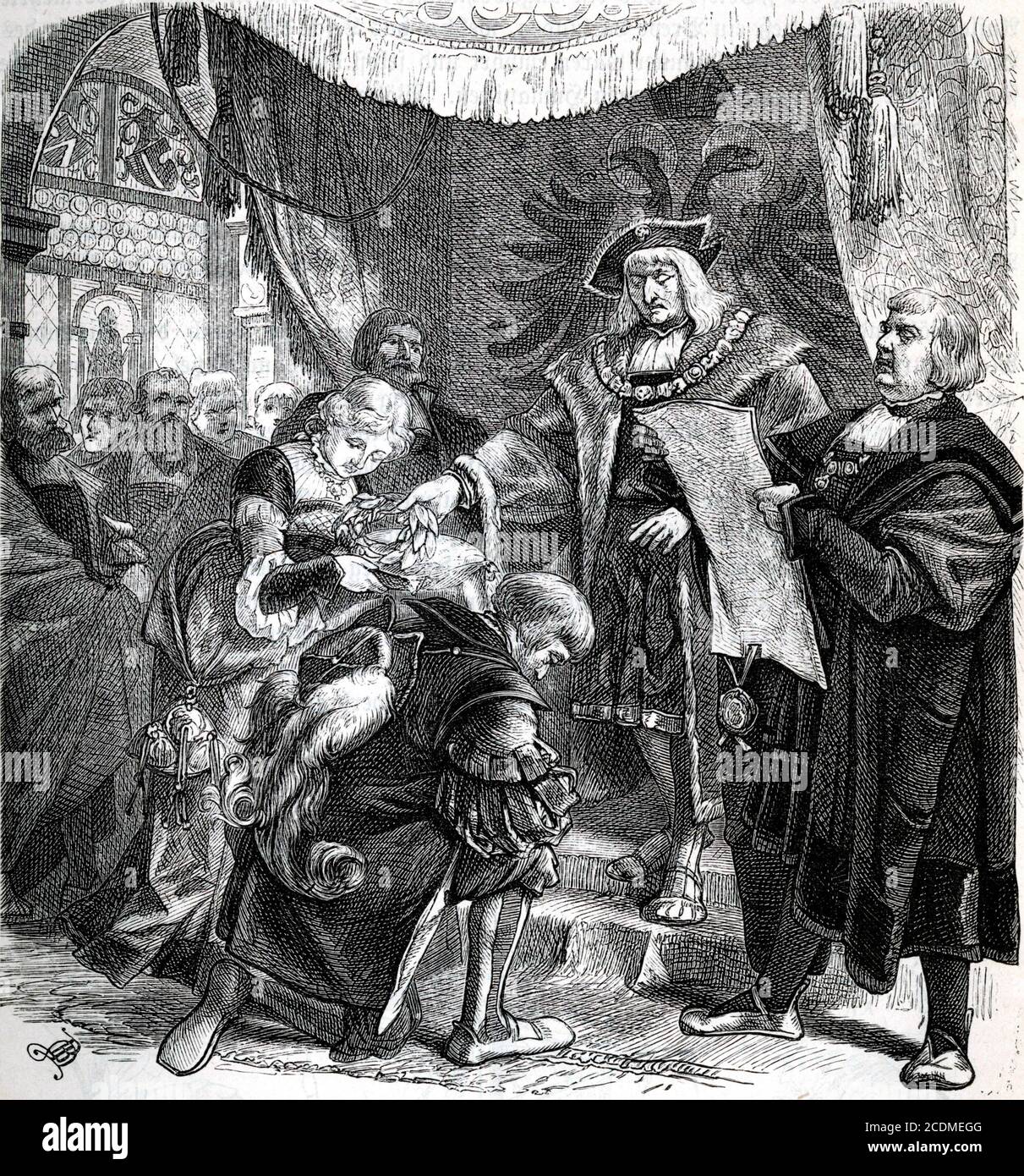 Ulrich von Hutten crowned poet, drawing by Bernhard Moerlins. Historical illustration from Otto von Leixner: Illustrated history of German Stock Photo