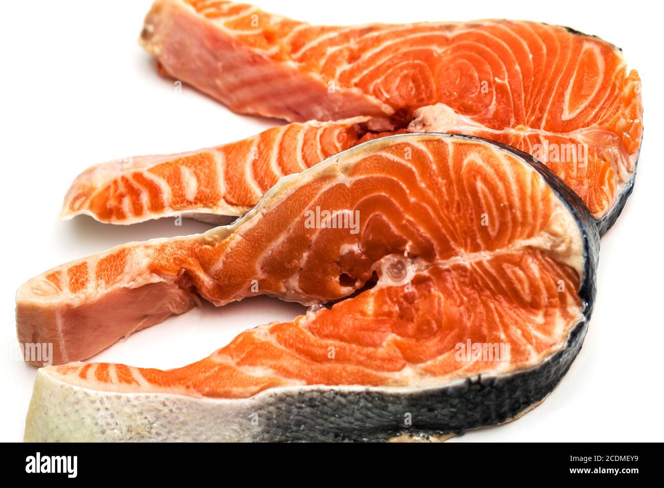 Raw Salmon Red Fish Steak isolated on White Stock Photo - Alamy