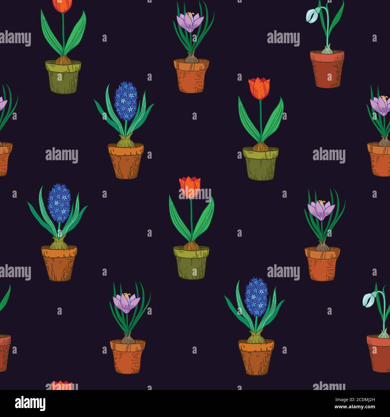Floral seamless pattern. Vector illustration with spring flowers.  Stock Vector