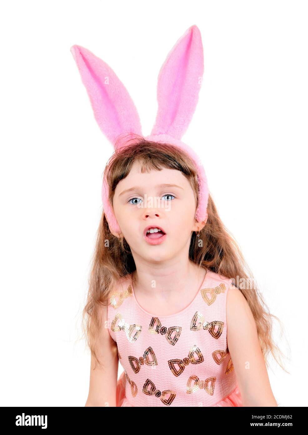 Little Girl with Bunny Ears Stock Photo