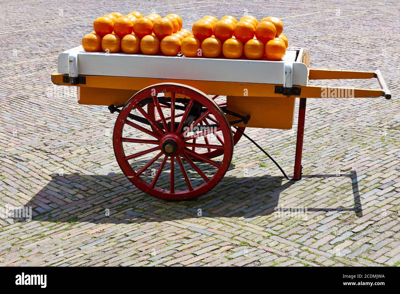 Handcart with Edam Cheese, Edam, North-Holland, Th Stock Photo