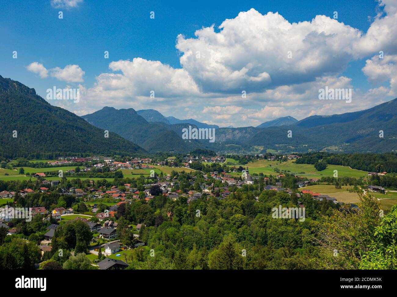 Border area Austria Germany, view of Grossgmain and Bad Reichenhall, Land Salzburg, Bavaria, Austria, Germany Stock Photo