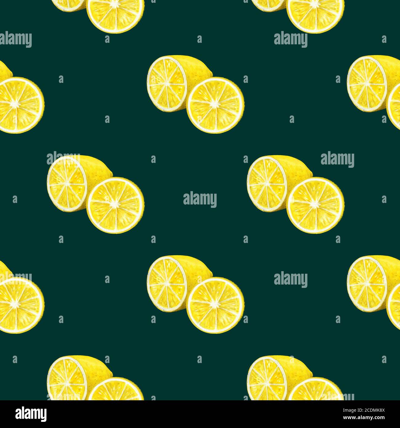 Seamless pattern with watercolor vintage lemon branches with flowers ...