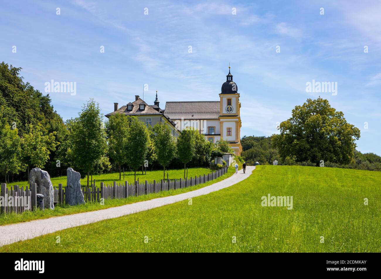 Natural burial, nature and forest cemetery Paxnatura, pilgrimage basilica Maria Himmelfahrt, pilgrimage church Maria Plain, Bergheim near Salzburg Stock Photo