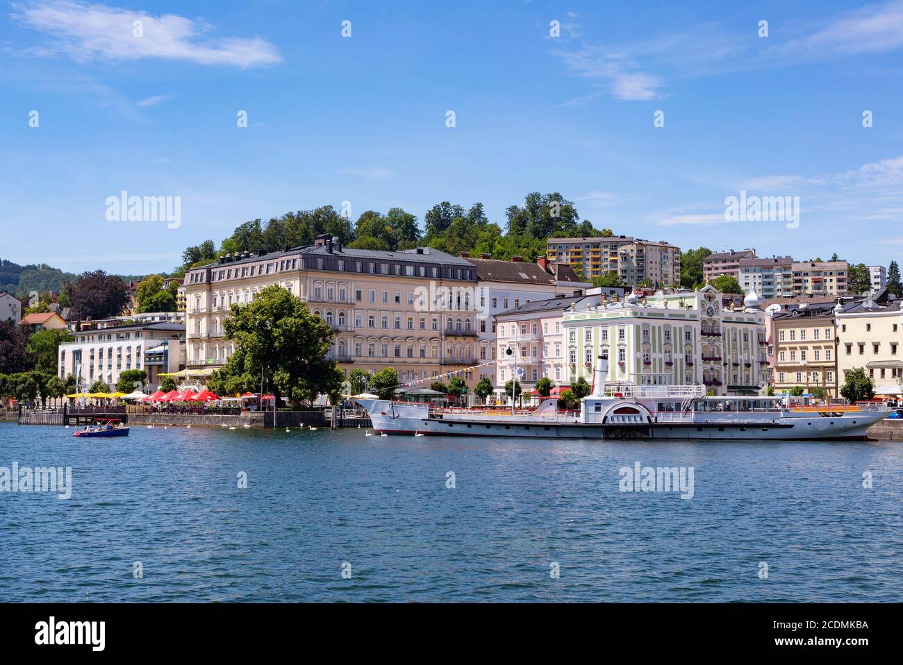 Historic paddle steamer Gisela, Gmunden, Lake Traun, Salzkammergut, Upper Austria, Austria Stock Photo