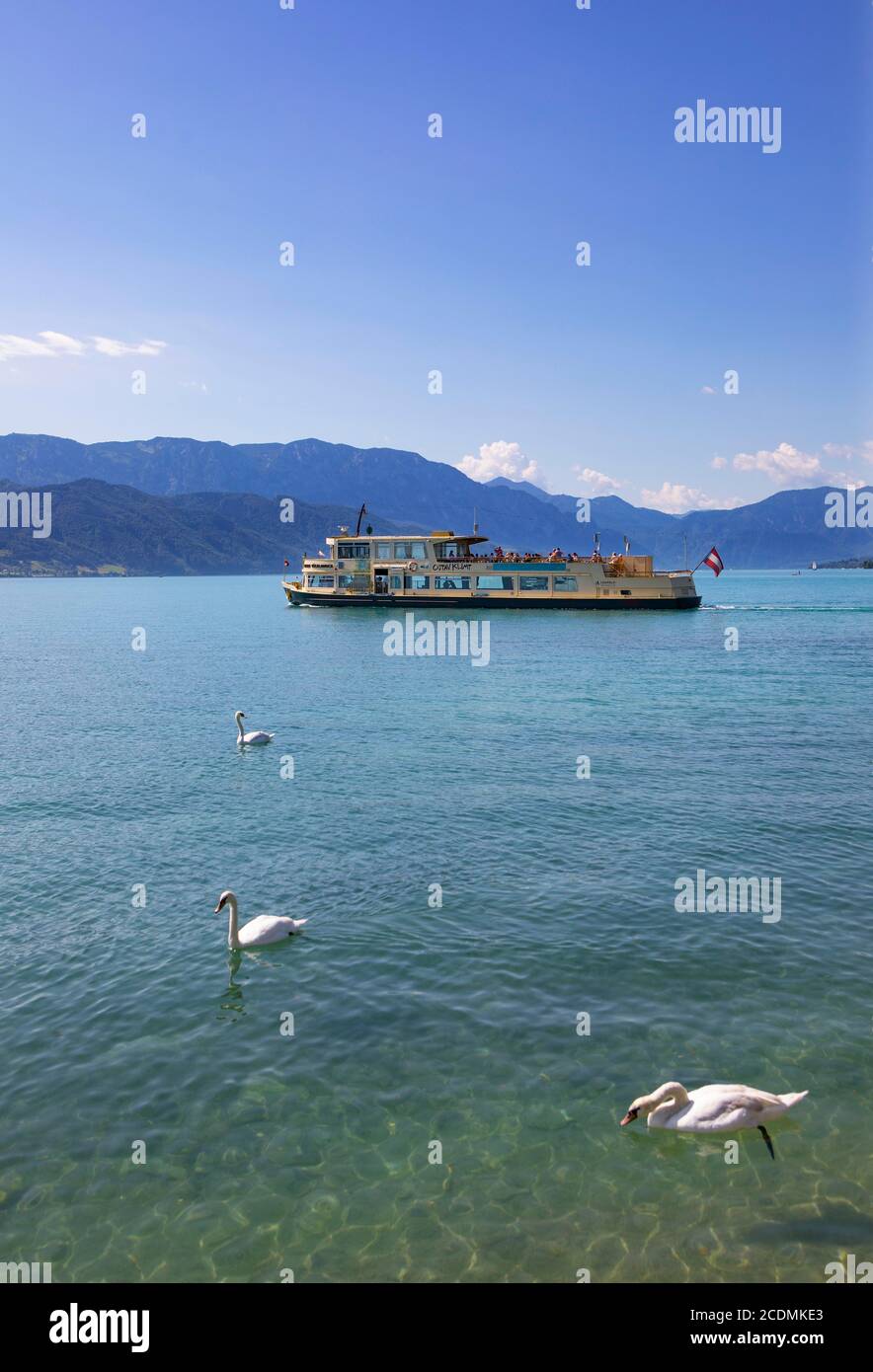 Liner shipping on the Attersee, Attersee am Attersee, Salzkammergut, Upper Austria, Austria Stock Photo