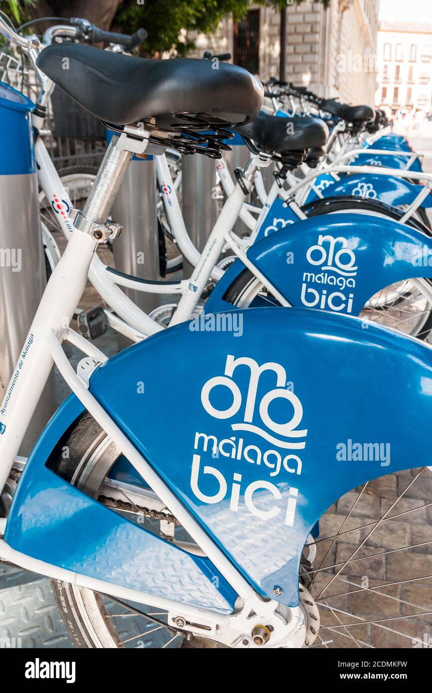 a number of city bikes in Malaga, Spain, as part o Stock Photo