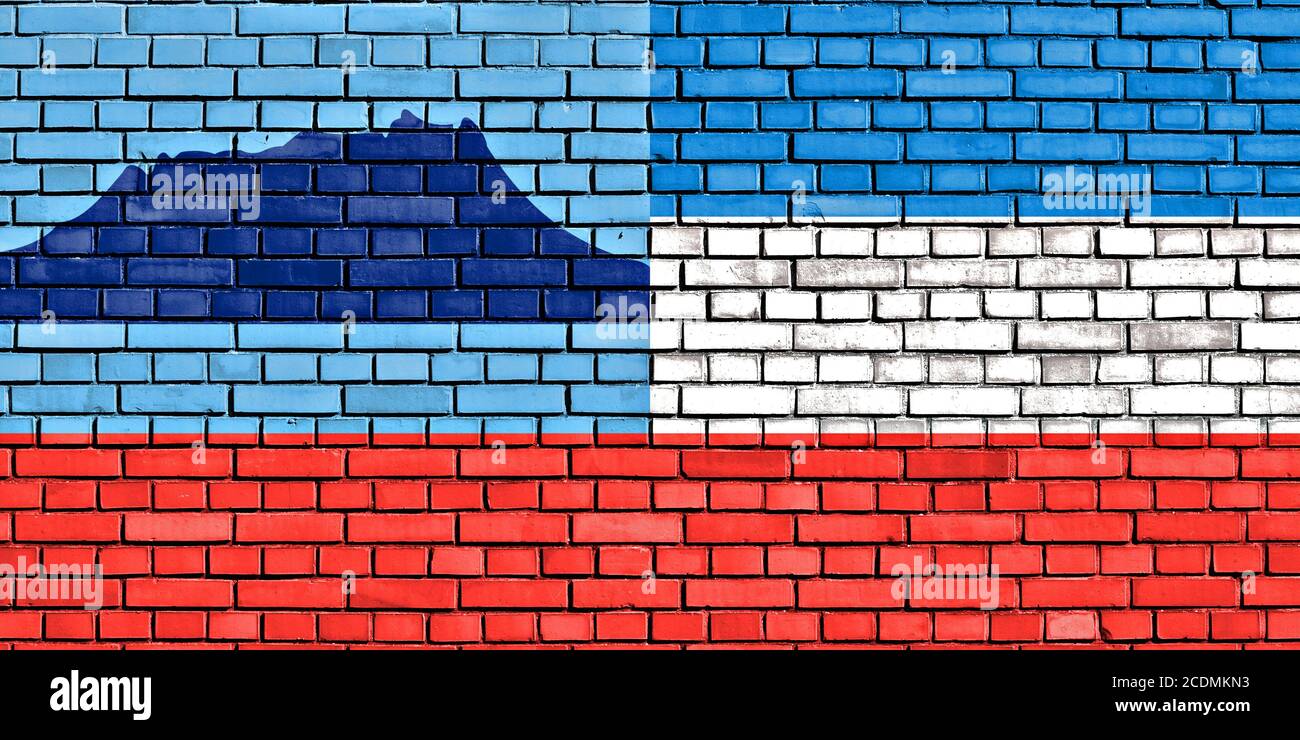 flag of Sabah painted on brick wall Stock Photo