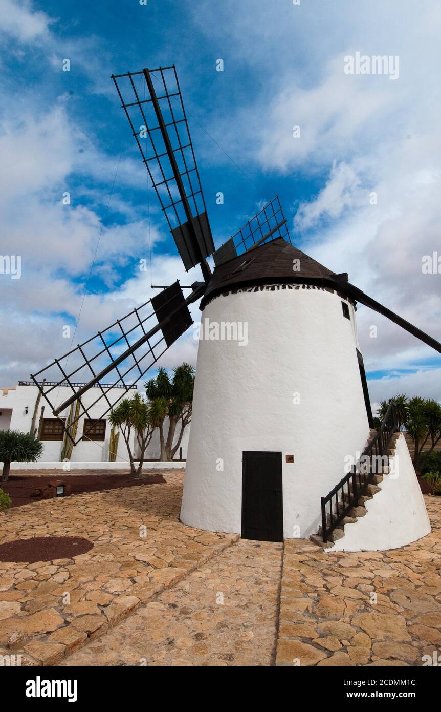 Windmill, Cheese Museum, Centro de Artesania Molino, Antigua, Fuerteventura, Canary Islands, Spain Stock Photo