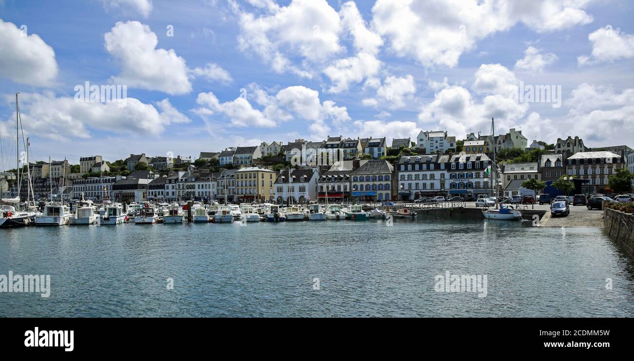 Harbor and town center of Audierne in backlight, F Stock Photo Alamy