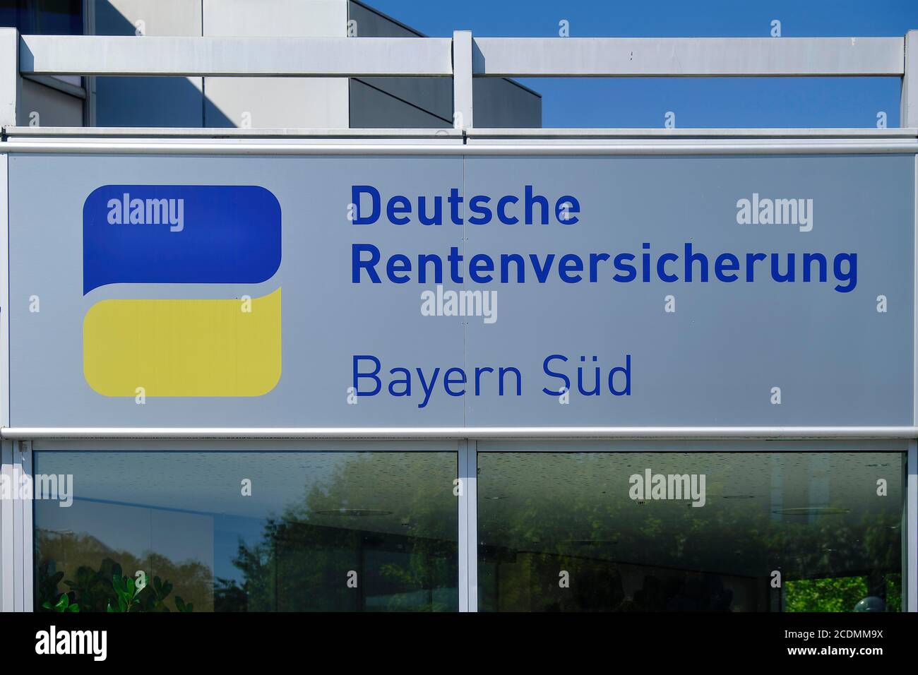 Deutsche Rentenversicherung Bayern Sued, logo and company sign Neuperlach, Munich, Bavaria, Germany Stock Photo