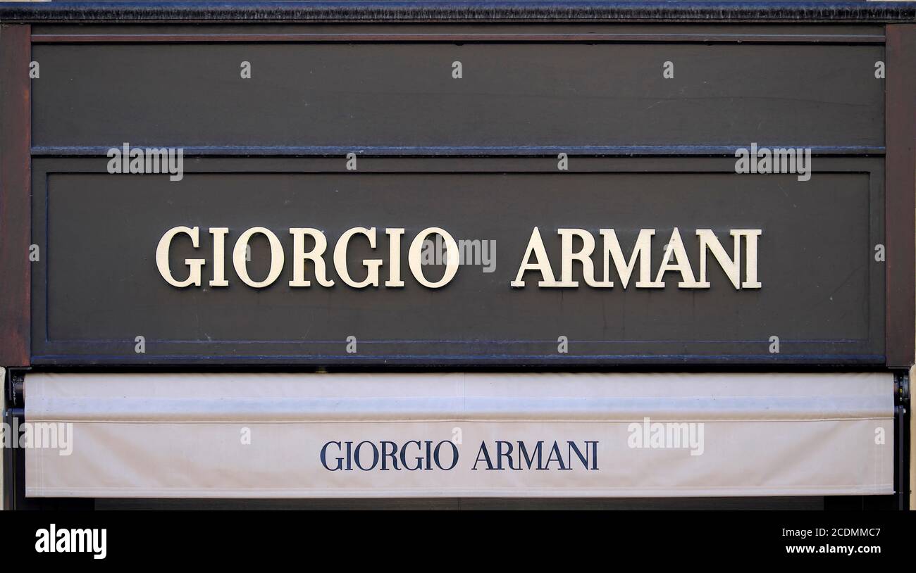 Giorgio Armani, sign, noble brand, Maximilianstrasse, Munich, Bavaria ...
