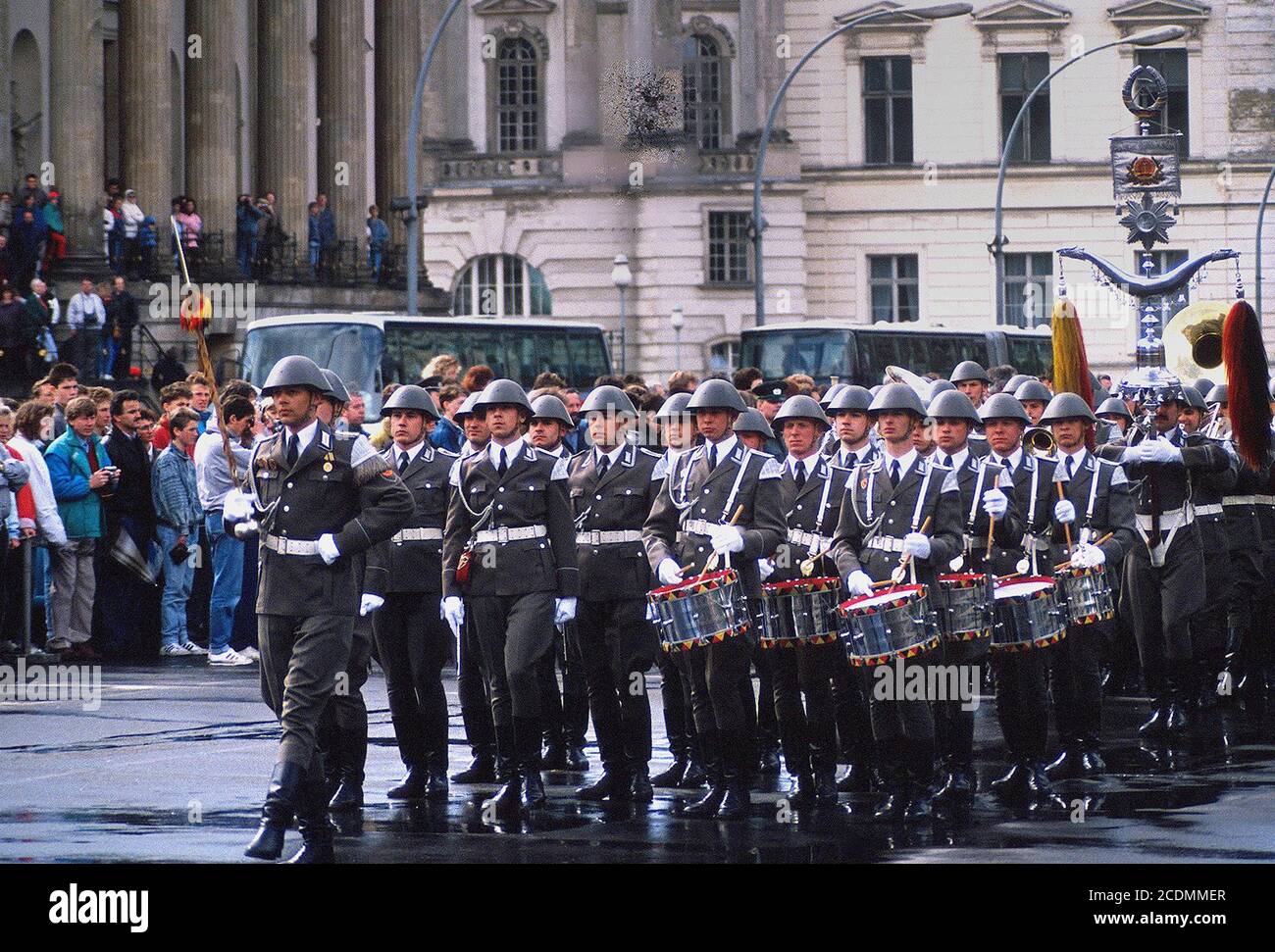 Great changing of the guard in front of Schinkel's Neue Wache, shortly after the fall of the wall, 1990, Berlin, Germany Stock Photo